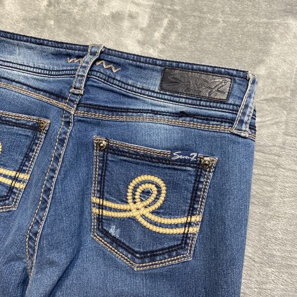 Seven 7 Embroidered Bootcut Jeans Women's Size 6 Blue Denim - Picture 10 of 11